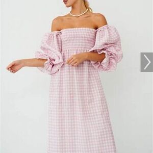 SLEEPER Pink Gingham Dress